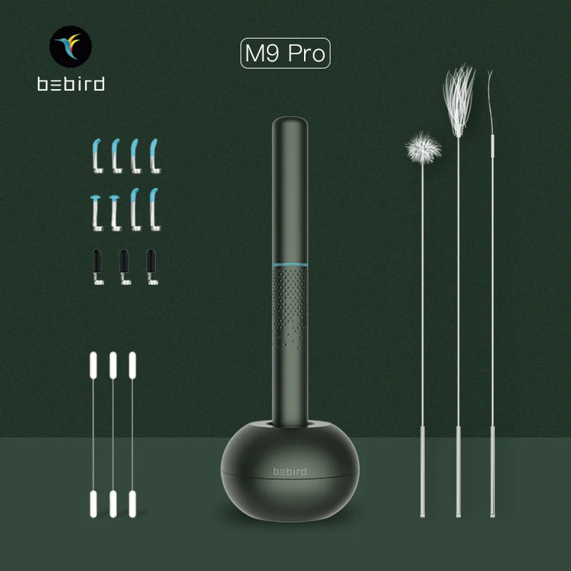 dark green Xiaomi Bebird M9 Pro, умный визуальный ушной Стик, черный, 17 в 1, 300 Вт, высокоточный эндоскоп, 350 мАч, с магнитно заряженной базой - Цвет: dark green