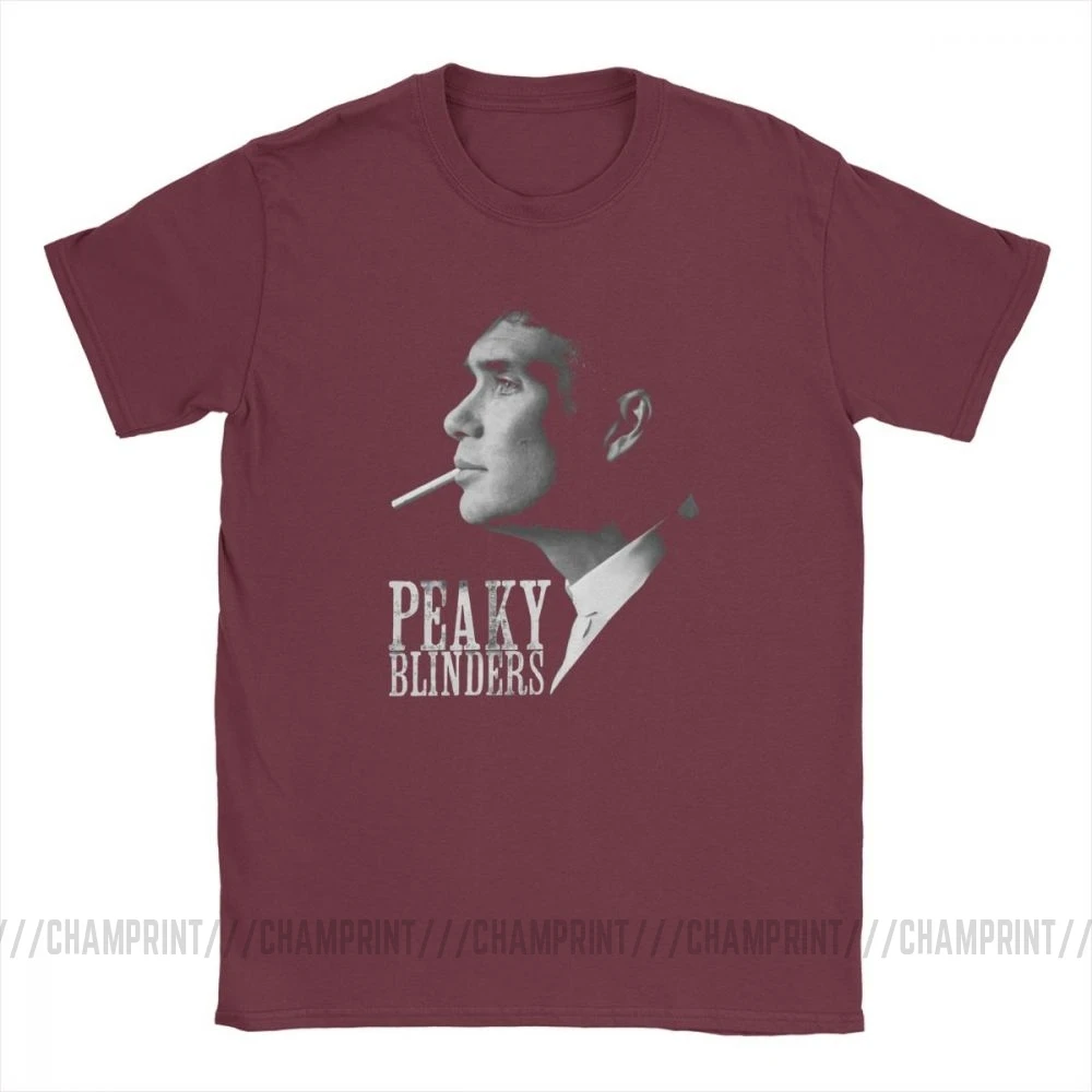 Peaky Blinders футболка для мужчин, с коротким рукавом, новинка, футболки с круглым вырезом, хлопок, топы, идея подарка, футболка размера плюс - Цвет: Бургундия