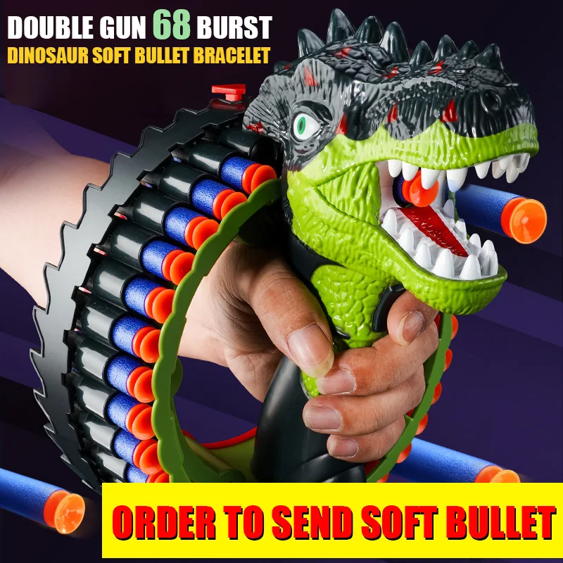 

Children's Electric Burst Bracelet Toy Gun Fidget Toys Large Capacity Gatling Revolver Little Boy Dinosaur Soft Bullet Gun