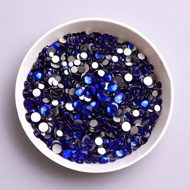 Mix Size Black Diamond Flat Back Rhinestones for Face Self-adhesive Crystal Beads Loose Precious Stones Diamond Painting Jewelry Sapphire