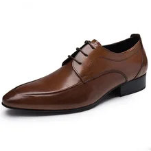 2019 Men Dress Shoes Simple Style Quality Men Oxford Shoes Lace-up Brand Men Formal Men Genuine Leather Wedding Shoes