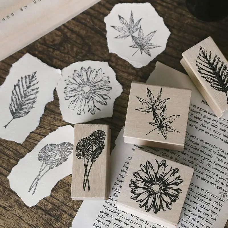 

Vintage Flower Plants Turtle leaf decoration stamp DIY wooden rubber stamp for scrapbooking stationery scrapbooking standard stamp