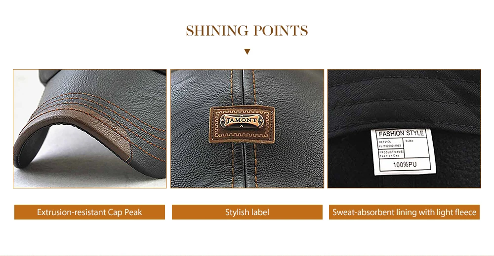 JAMONT Versatile Men Leather Baseball Cap