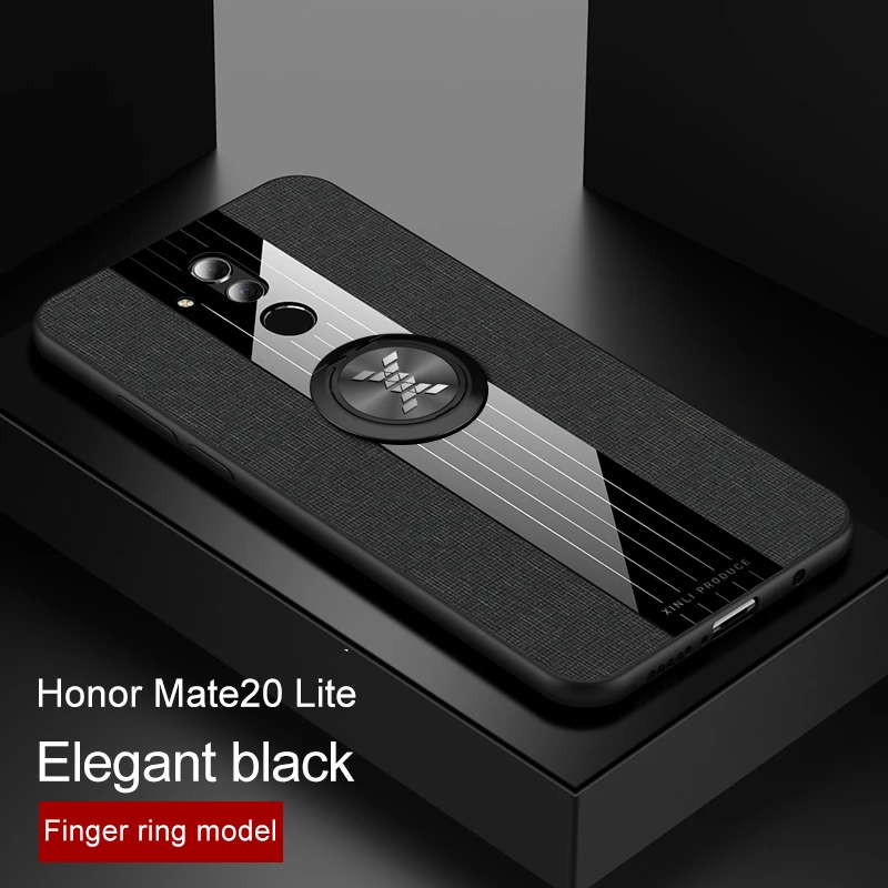 Магнитное кольцо держатель чехол для телефона для huawei P20 P30 Lite Mate10 20 30 Pro защитный чехол для huawei P Smart Z кожаный чехол - Цвет: Black