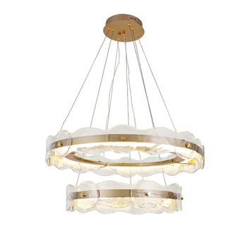 

Living room Round LED Pendant Lamp Nordic Minimalist Fashion Clear Glass Hanging Light Fixtures For Hotel Villa Dining Room Deco