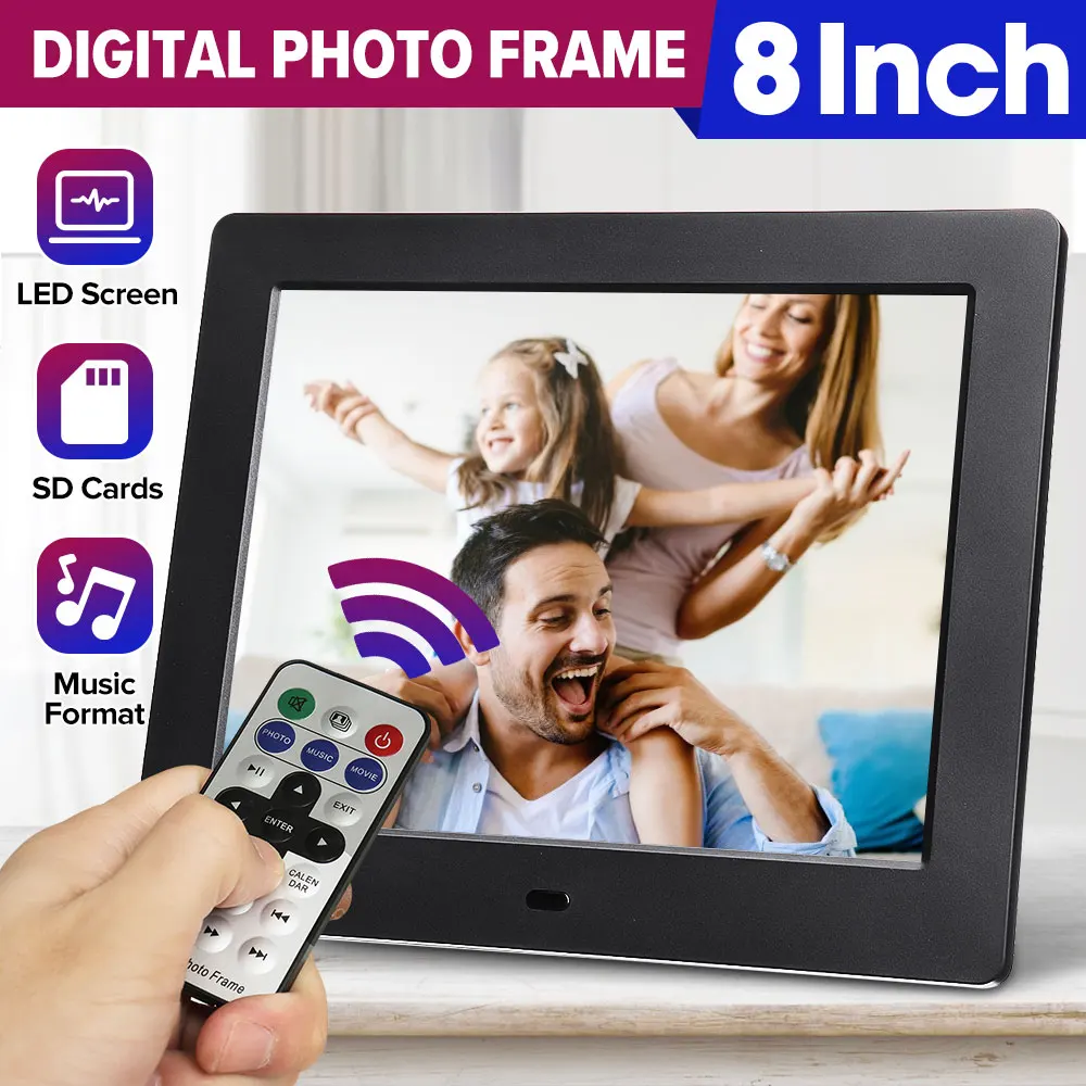 8 дюймов цифровая фоторамка HD широкий экран ЖК Рамка MP3 Пульт дистанционного