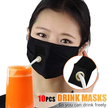 

In Stock Reusable Mouth Cloth Face Mask 10PCS Unisex Solid Color -dust Reusable Mouth Face mask Masks For Drinks mascarilla