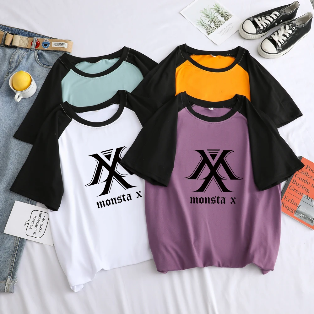 Футболка MONSTA X Мужская с коротким рукавом Повседневная рубашка в стиле K-POP