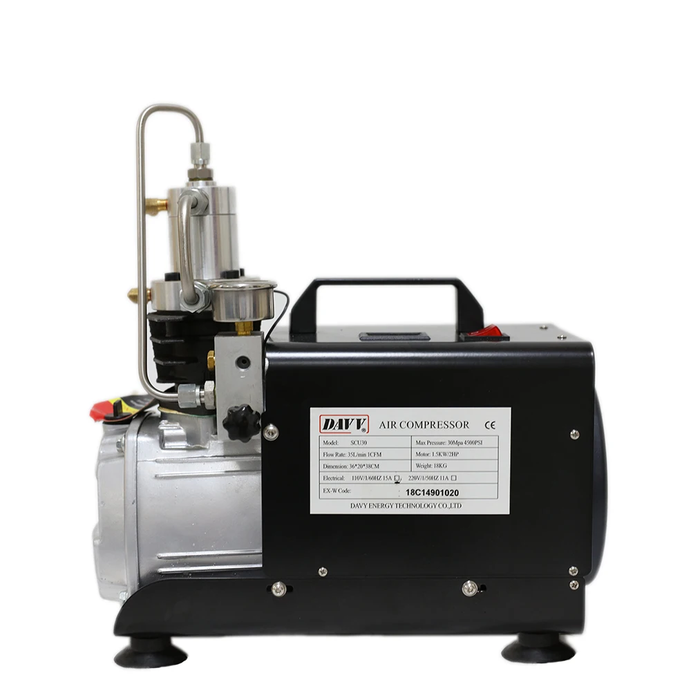 

SCU30 Manual Stop 300bar 4500PSI High Pressure Air Pump Electrical mini Air Compressor for airgun rifle PCP Inflator