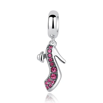 

Qikaola Spring Collection 925 Sterling Silver Pink High-heeled Shoes Charms fit Bracelets Necklace Wedding Gift CMC028