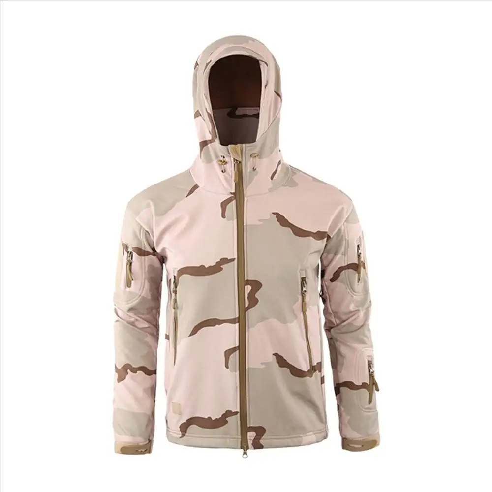 Военная Тактическая мужская куртка из мягкой кожи акулы водонепроницаемая ветрозащитная ветровка износостойкое мужское теплое пальто - Цвет: Tricolor desert