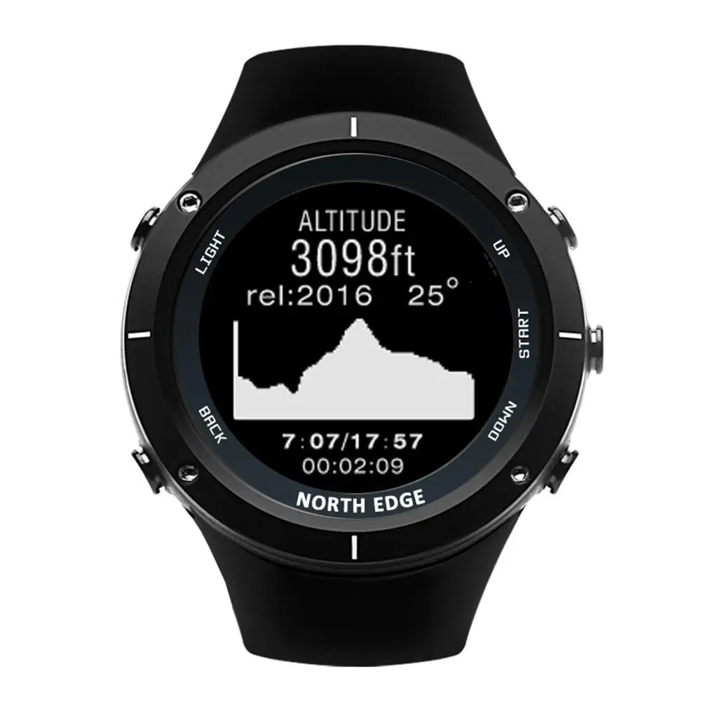 Черный Men Smart Watch GPS LED Digital Watch Diving Sports Wristwatch Pedometer Heart Rate Monitor Watches Fitness Bluetooth Smartwatch - Цвет: Черный