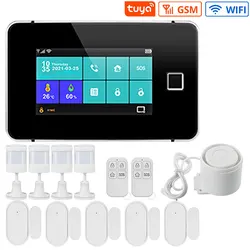 Tuya 433MHz WiFi GSM Smart Home Security Alarm System Fingerprint Arming Connected to Alexa And Google Assistant Burglar System