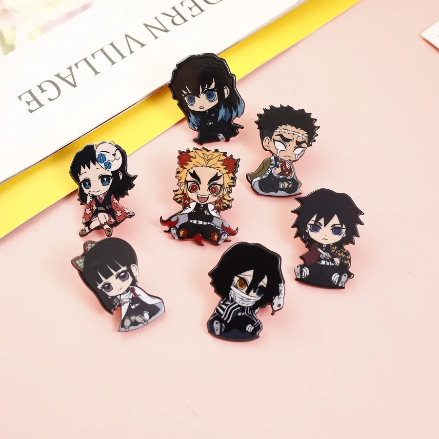 Demons Slayer Anime Role Enamel Pins Acrylic DIY Decorative for Women Man Birthday Present Kids Toy