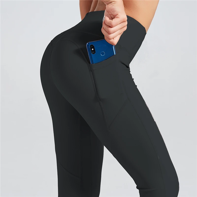 

Leggings Pocket Women Fitness Yoga Pants High Waist Running Tights Push Up Female Breathable Gym Leggings Seamless Pants Women