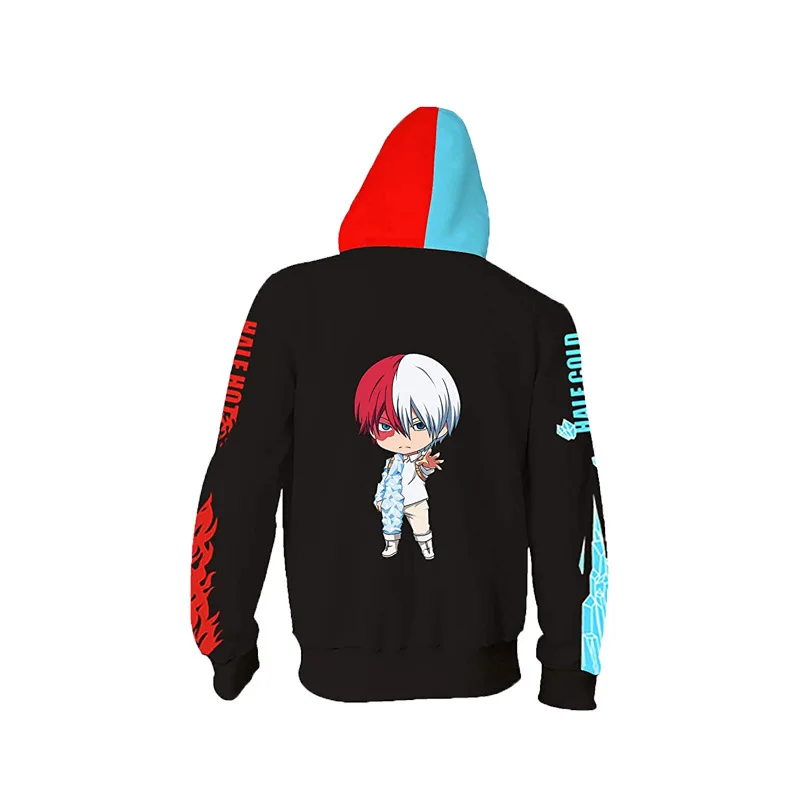 2020 Anime Todoroki Shouto Hoodies My Hero Academia Cosplay Sweatshirt Hooded Zipper Jacket Unisex Sweater0 (4)