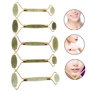 

Double Heads Natural Jade Roller Facial Massager Real Stone Face Roller Guasha Massage Board Set Guasha Tool