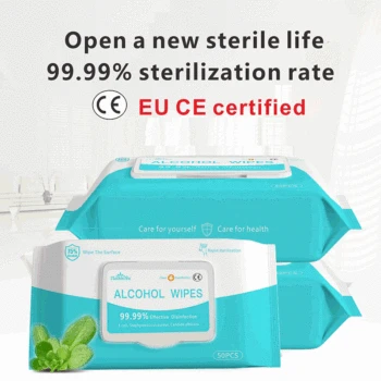 

In Stock 75% Alcohol Wipes Sterilization Disposable Hand Wipes Skin Clean Wet Wipes 50 Pcs/pack