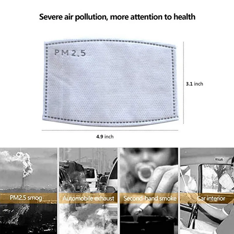 Cute Mouth Mask PM2.5 Anti Haze Replaceable Filter-slice 5 Layers Non-woven Child Kids Activated Carbon Filte Mouth Mask