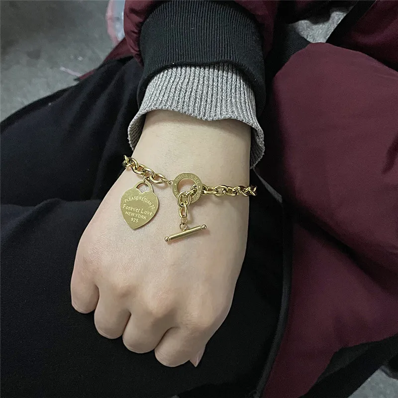 Fashion Bracelet Stainless Steel Bracelet Fashion Jewelry Stainless Steel Love Heart Bracelets For Women Party Gift