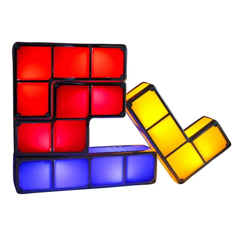 Детский Ночной светильник DIY Tetris Puzzle светильник s Штабелируемый кубик Новинка игрушка прикроватная Красочный Светодиодный светильник Декор Детский подарок EU Plug