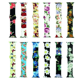 

Flower Pattern Silicone Wristband Strap for iWatch 38/40mm/42/44mm Girls Women Smart Watch Strap Replacement for iWatch