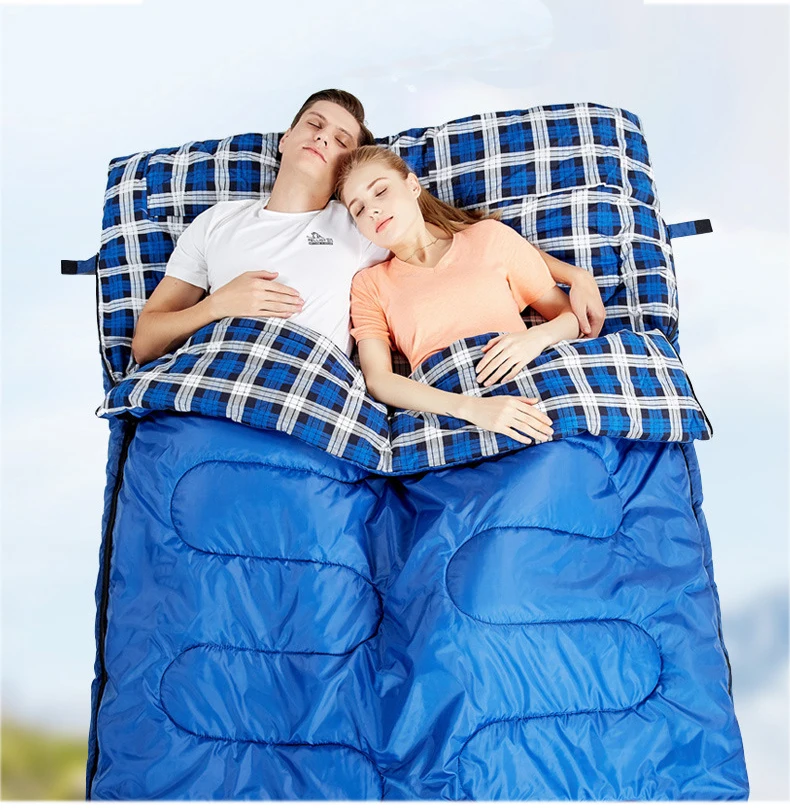 Hewolf ao ar Bolsa de Dormir Duplo de Algodão Bolsas de Dormir Primavera e Outono Livre Splicable Envelope Camping Caminhadas Portátil 2.2m * 1.45m 6 Splicable Duplo de algodão Sacos de Dormir