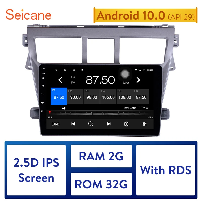 Seicane Android 10.0 Car GPS Multimedia Player For 2007 2008 2009-2012 Toyota VIOS Support TPMS DVR Backup camera USB AUX WIFI | Автомобили