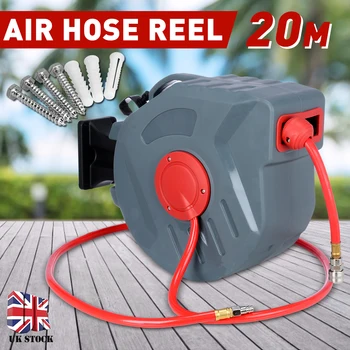 

20M Retractable Auto Rewind Air Hose Reel Rotation Wall Mount Air Compressor Hose Reel for Garden Watering Car Washing