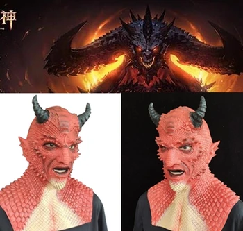 

DIABLO 3 Boss Demon Belial Cosplay Prop Kids Adult Latex Mask Helmet Horn Headwear Paw Gloves Halloween Party Carnival Suit