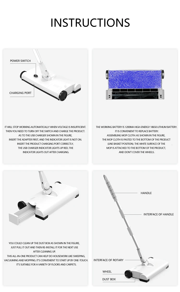 LEARNHAI usb зарядка Многофункциональный Умный Ручной беспроводной пылесос бытовой для уборки пола Электрическая Швабра Метла робот