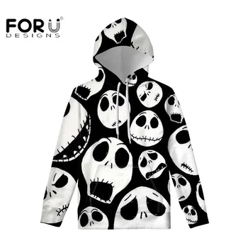 

FORUDESIGNS New Women Hoodies Printed on demand Jack Skellington Spring Autumn Casual Long sleeve sport Swertshirt For Ladies