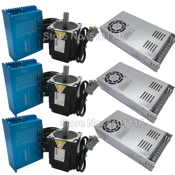 

3 Sets 4.5Nm Nema34 Closed Loop Stepper Motor Driver 86MM DSP With Cooling fan Hybird Encoder Easy Servo & 400W Power Supply