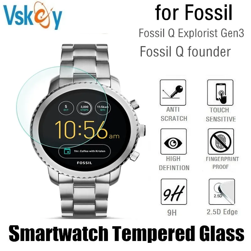 VSKEY 20 шт. закаленное стекло для Fossil Q founder круглые умные часы защита экрана Fossil Q Explorer Gen 3 защитная пленка