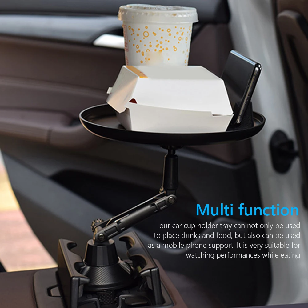 2 in 1 Car Mobile Phone Cup Holder Tray Auto Vehicle Rotary Food Table Bracket SUV Truck Interior Storage Replacement