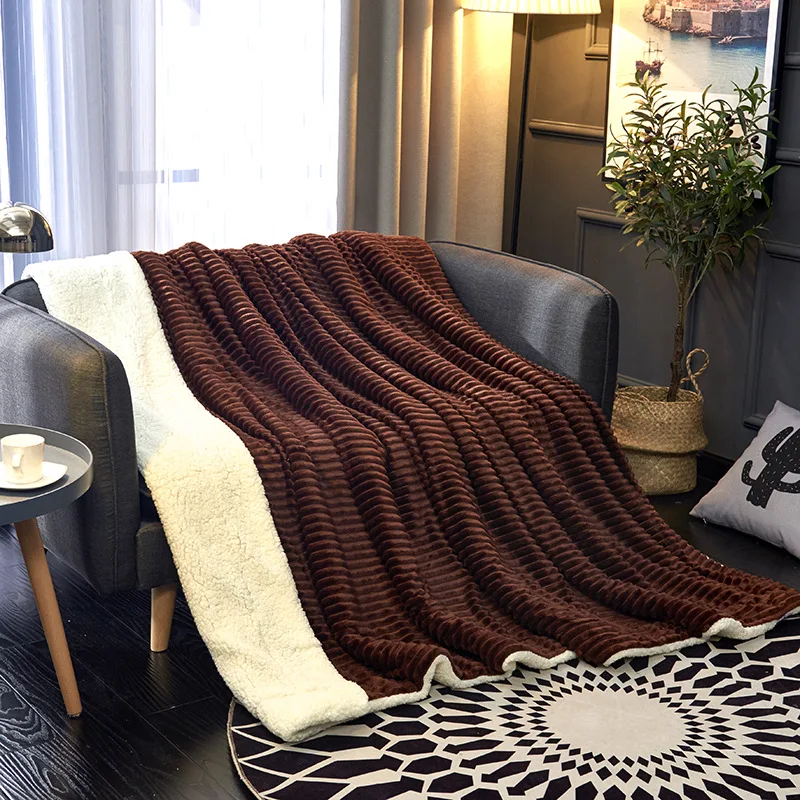

Simanfei Wool Blanket Winter Solid Flannel Sheepskin Throw Blanket Thick Soft Fluffy Warm Weighted Fur Blanket For Beds Sofa