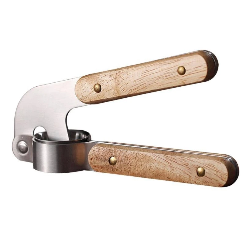 

Stainless Steel Garlic Press With Wooden Handle Garlic Crusher Cutter Ginger Press Slicer Kitchen Accessories
