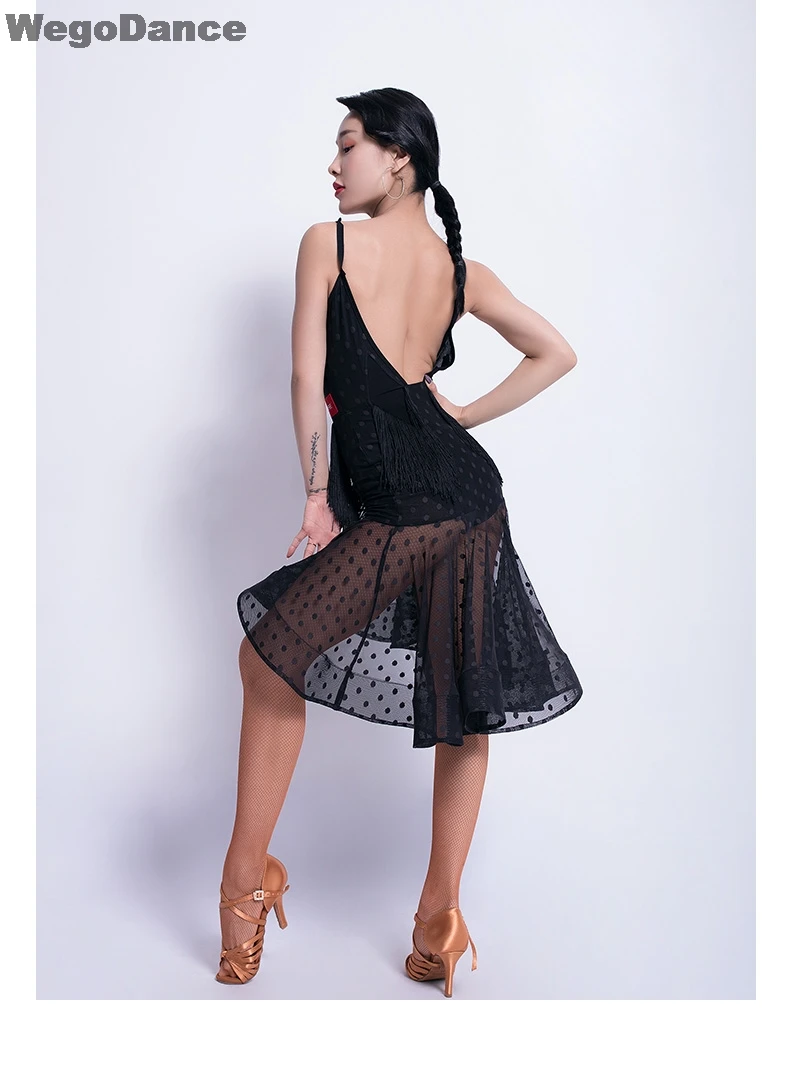 New Sexy Latin Dance Dress Female Adult Dress New V-neck Tassel Performance Dance Costume Rumba Samba Competition Dance Wear