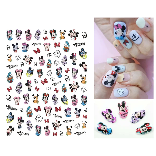 1PCS Disney Cartoon Anime Collection Star Design Nail Sticker Mickey Mouse Donald Duck Lion King Mermaid Stitch Nail Slider WG107