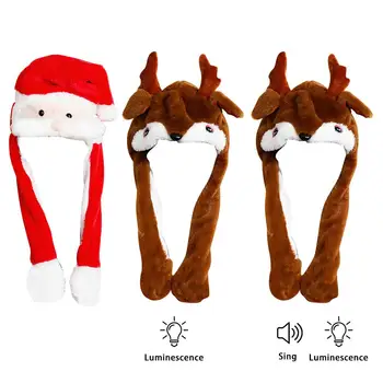 

Moveable Rabbit Ears Hat Press And Move Glow And Music Christmas Hat Cute Plush Airbag Cap For Kids And Women In Stock