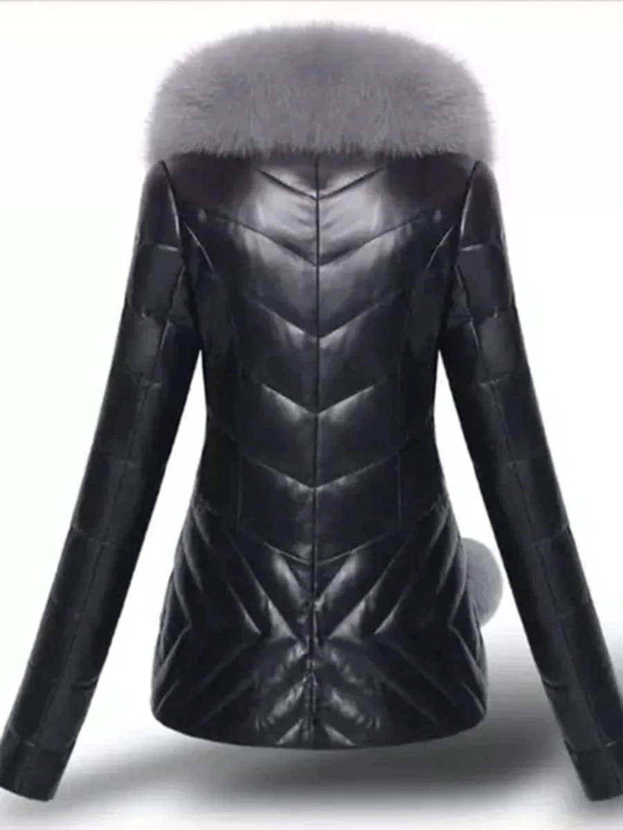 Женская куртка из искусственной кожи, Женское зимнее пальто, утепленная хлопковая зимняя куртка, женская верхняя одежда с мехом для женщин, зимняя