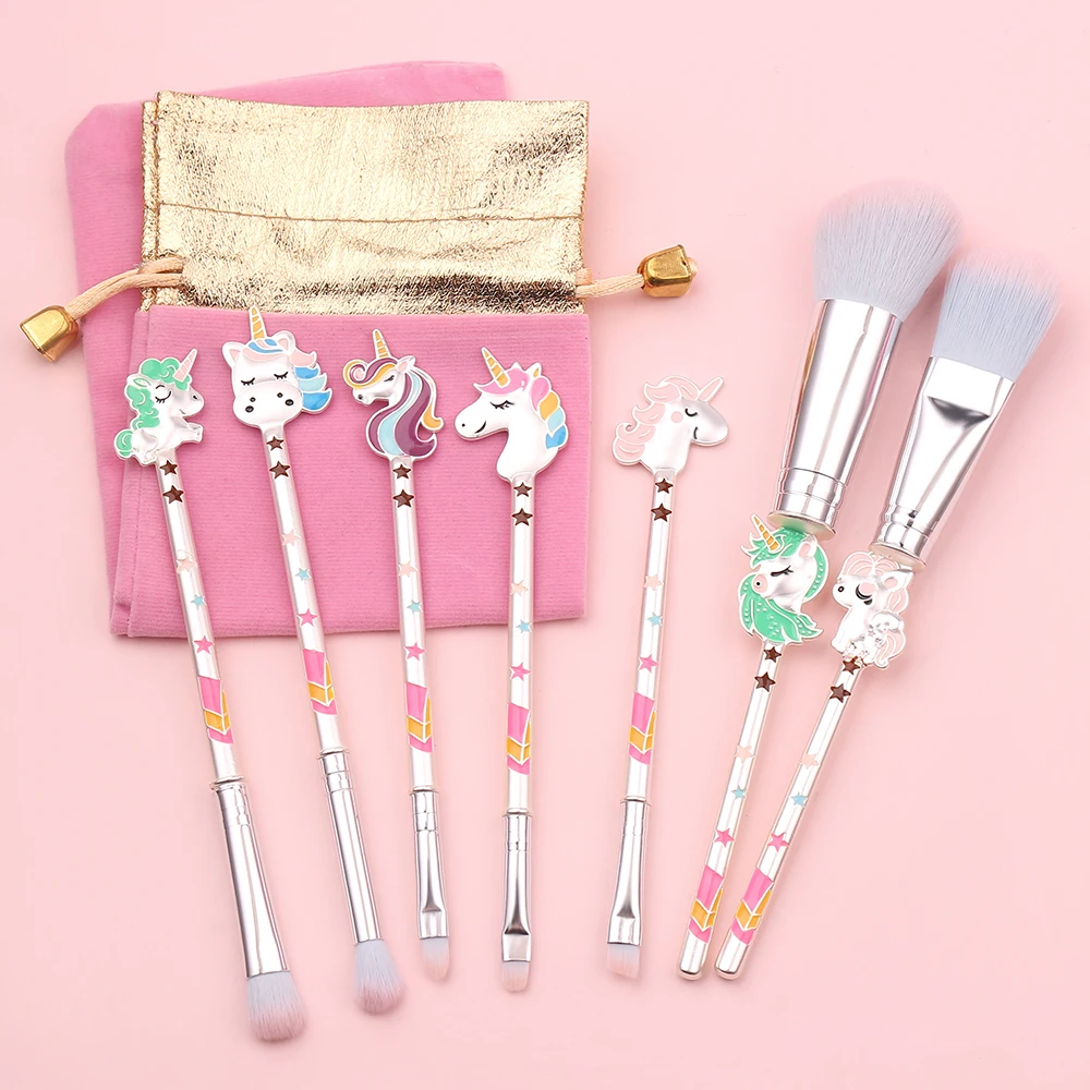 

Newest Unicorn Makeup Brushes Set Foundation Eyeshadow Powder Blush Blending Brushes Pinceaux Maquillage Unicorn Makeup Mirror