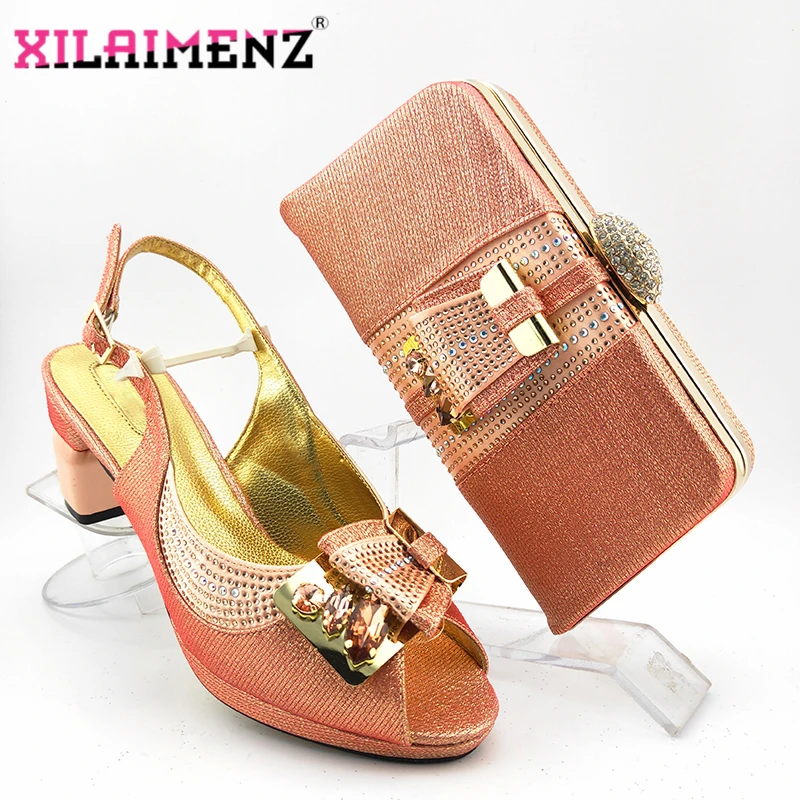 peach coloured shoes and bag