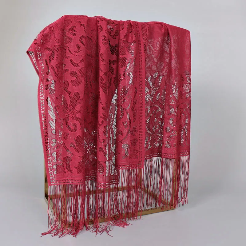 

Шаль с бахромой, женский шарф, хиджаб, шали с кисточками, шарфы, кружевной Шелковый Хиджаб, женский цветочный кружевной шарф с подвеской, шарф-накидка для женщин