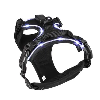 

Dog Supplies Nylon Pet Dogs Harness Collar Mesh Reflective LED Leash Set for Pet Chest Strap USB Rechargeable