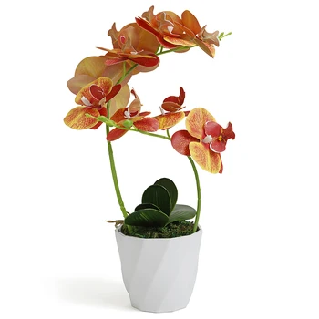 

Orchid Latex Artificial Flowers Bonsai for Home Decoration Real Touch Orchid Flower With Pot 11 Colors Flores Artificiales