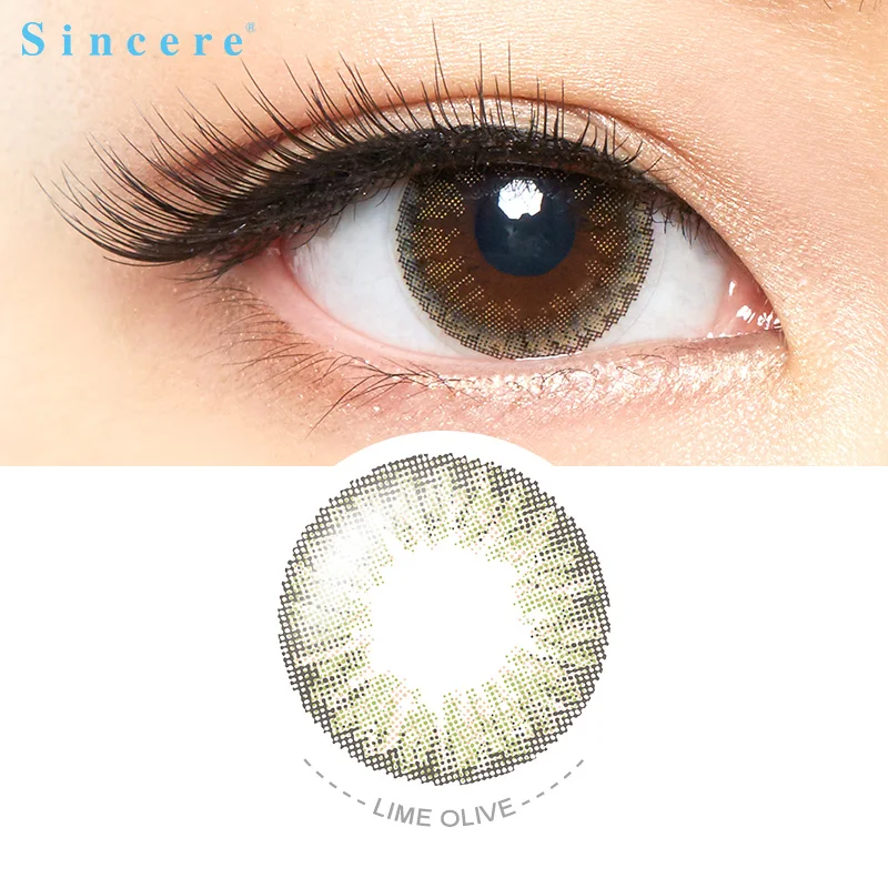 

Sincere-vision 1pcs/box Lime Olive contact lens Colored Contact Lenses for Eyes small beauty pupil degree Myopia prescription