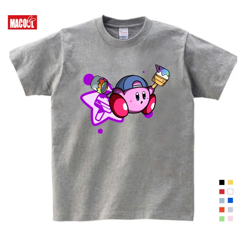 Kids T-shirt Милые толстовки с капюшоном для девочек с изображением Кирби; Детские свитшоты с героями игр; детская зимняя одежда черного цвета с капюшоном; толстовки - Цвет: Kids T-shirt