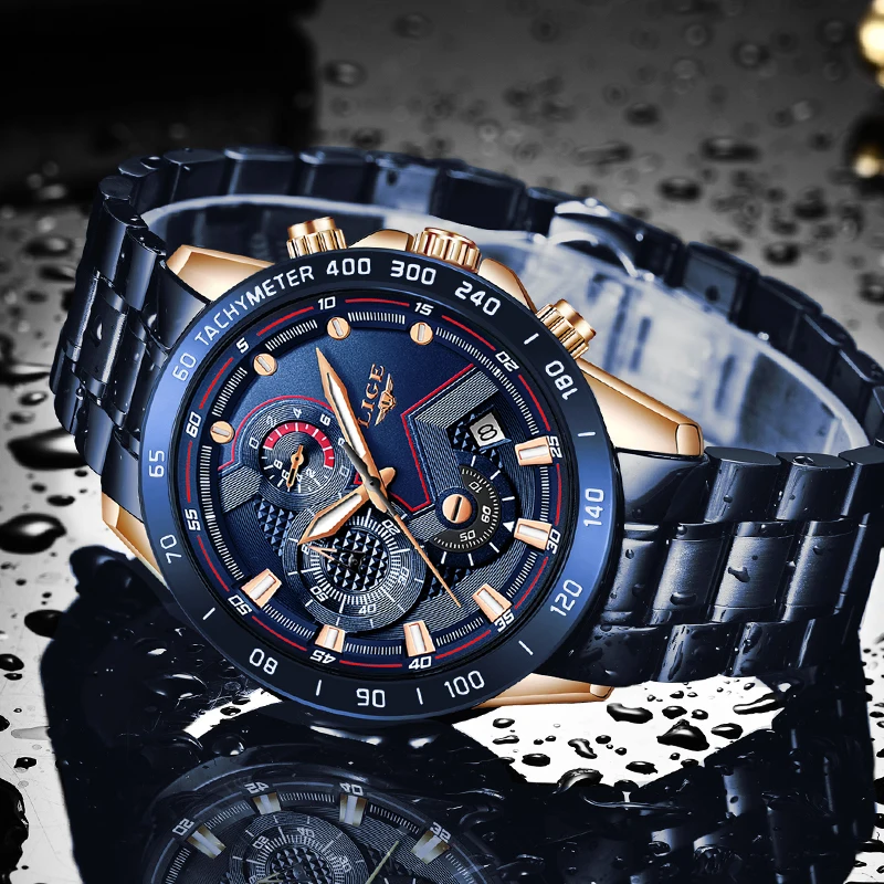  Relogio Masculino LIGE Business Men Watch Luxury Brand Stainless Steel Wrist Watch Military Quartz 