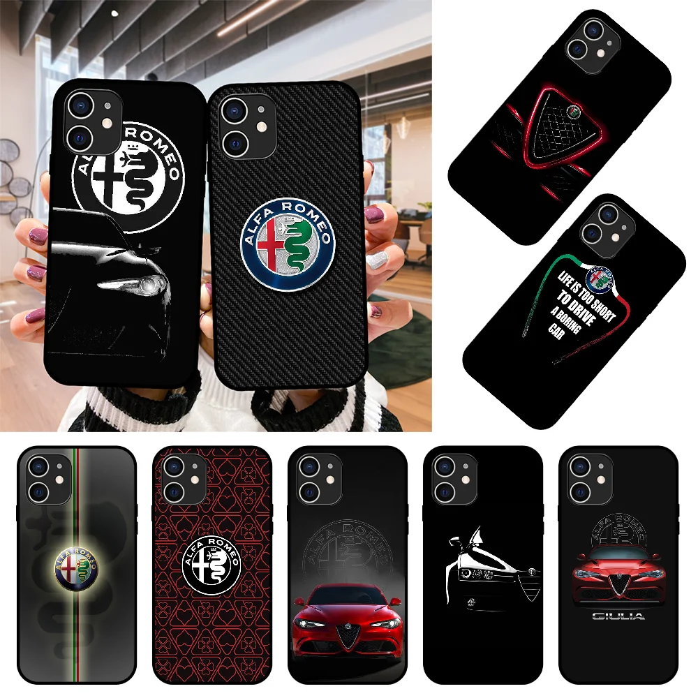 Phone Case For Apple IPhone 12 Mini 11 Pro XS MAX XR X 8 7 6S 6 Plus Black Cover Prime Silicone Waterproof Art Back Alfa Romeo | Мобильные
